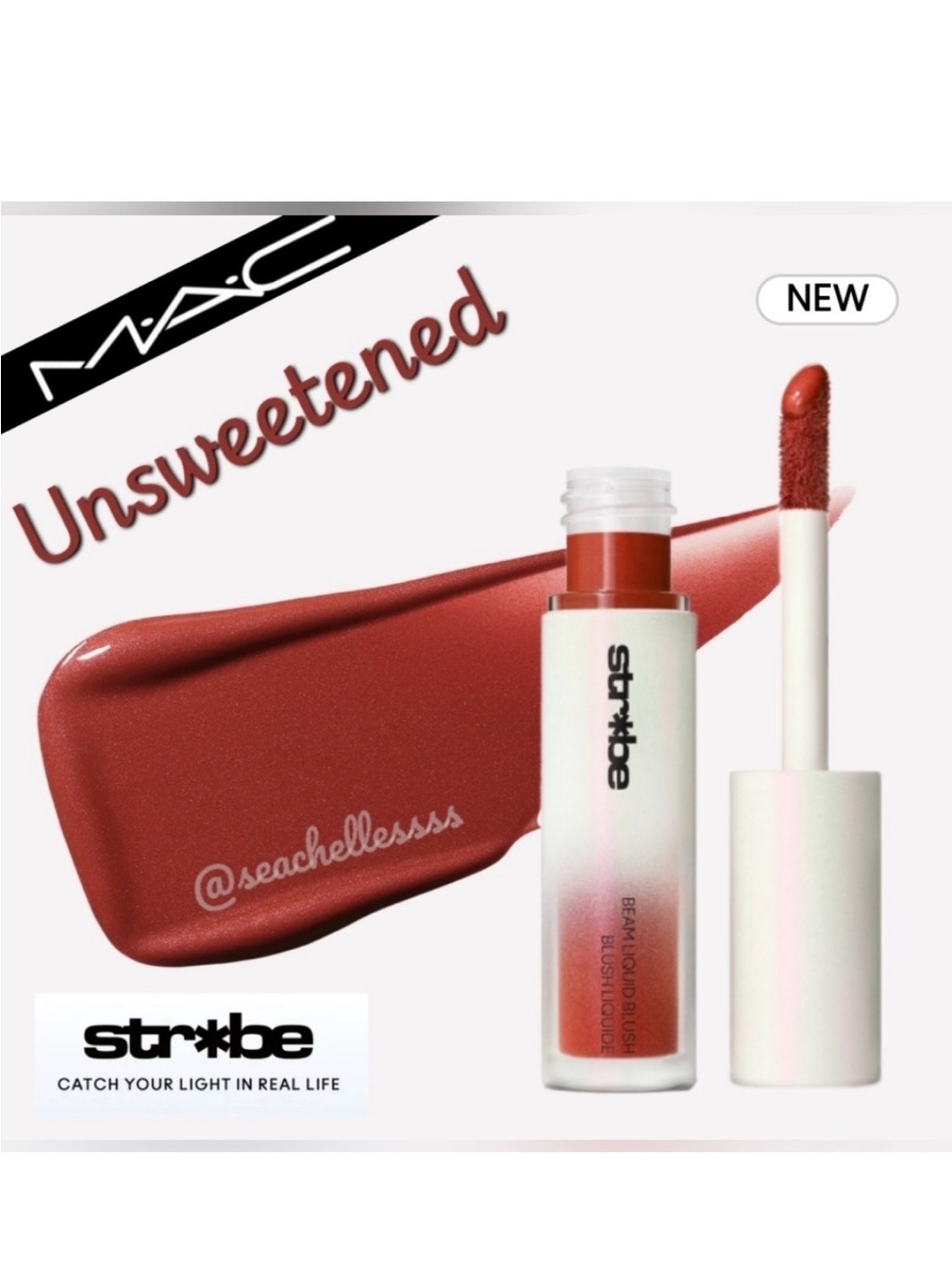 MAC Unsweetened Strobe Liquid Blush Red Mauve Brsnd New In Box Full Size